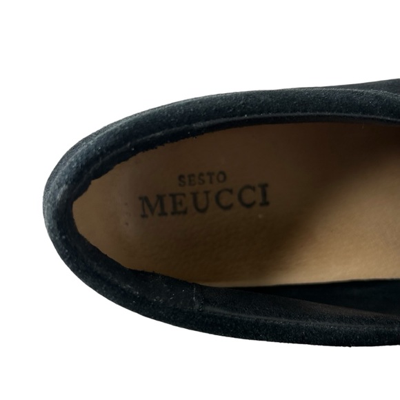 SESTO MEUCCI Womens Size 40 Black Suede‎ Fur Pompom Slip On Sneaker Loafer Shoes - Picture 9 of 11